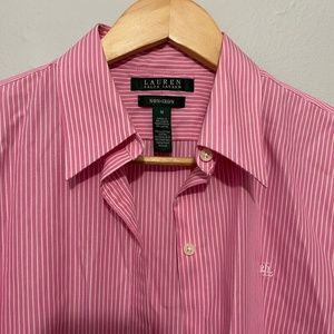 Ralph Lauren Pink stripe button up top
